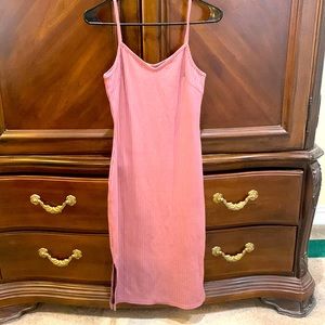 Mauve rose color wide ribbed dress